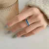 Bagues de cluster Mode Argent Couleur Simple Style Bleu Vague Géométrique Ouvert Bague Pour Femmes Fille Bijoux Cadeau Dropship En Gros