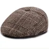 HT2631 Beret Cap Men Autumn Winter Hat Earflap Thick Warm Ear Flap Dad Vintage Sboy Ivy Flat Male Wool 231226