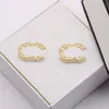 Plaqué Argent Marque De Luxe Designers Lettres Stud Géométrique Célèbre Femmes Ronde Cristal Strass Boucle D'oreille Mariage Perty Bijoux Circulaire Diamant 8216