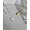 Pendant Necklaces 462 Korean version ins niche design temperament versatile shell pearl texture S925 Sterling Silver Necklace female