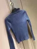 مصمم الصوفية للسيدات موسم جديد كوري ، الإصدار الكوري D-Line Hollow Pullover ذي الأكمام المحبوكة طويلة الأكمام للنساء مع قاع السرة المكشوفة أعلى 3A0H