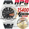 APSF V3 15400 SA3120 Automatyczne męskie zegarek 41 mm Black Teksturowane markery sztyftu ze stali nierdzewną czarny gumowy pasek Super Edition Trustime001 Ultra-cienkie zegarki