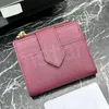 Small Saffiano Leather Wallet Designer Women Mens Enameled Metal Triangle Logo Wallets Clean Lines Snap Fastener Closure Metal Hardware Purse