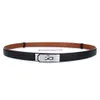 Dress Belt for Women Designer Narrow Quiet Luxury Belts Orange Black Simple Graceful Waistband for Dresses Thin Small Metal Buckle Smooth Leather Designer Belt 8444