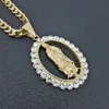 N7M7 Hip Hop Iced Out Bling Grande Vergine Maria Collane Pendenti Color oro Collana in acciaio inossidabile Madonna per gioielli da donna Y12203079