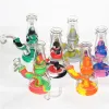 smoking pipe Silicone Water Bong 7.5 inch Mini FDA Approved Unbreakable Dab Rigs Bent Tube For Herb and Oil Hookah Pipes LL