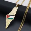 Pendant Necklaces Gold Silver Palestine Map National Flag Necklace For Women Men Stainless Steel Jewelry Gifts