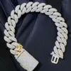 925 Сплошное серебристое розовое золото vvs заморожено хип -хоп пожарные украшения VVS Moissanite Diamond Cuban Link Bracelet Man