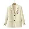 Outerwear Fashion Sweet Blazers For Women Long Sleeves Button Suit Coat Tailored Collar Chic Temperament Commuter Causal Plus Size Outwear