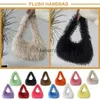 Shoulder Bags 2023 New Faux Fur Hobo Handbag Luxury Furry Soft Shopper Bag Y2K Girls Winter Plush Small Purse Fashion Fluffy Women Tote Walletblieberryeyes