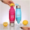 Water Bottles 650Ml Water Bottle Plastic Lemon Outdoor Sport Travel Infuser Juice Fruit Pp Bottles For Healthy Drinking 201128 Drop De Dhybw