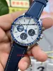 N1 Factory Manual Chained Watch 42mm 310.32.42.50.02.001 Mechanical Men's Watches Nylon Band 50th Anniversary Edition Blue 3861 Movement Timer Wristwatches-95
