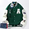 디자이너 아메리칸 재킷 가죽 야구 재킷 세련된 캠퍼스 야구 재킷 남자 대형 스포츠 윈드 방송 지퍼가있는 재킷