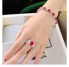 Cluster Rings Fashionable Luxury Versatile Artificial Red Treasure 925 Sterling Silver Ring Set With High Carbon Diamond Wedding Jewelry