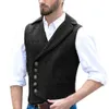 Men's Herringbone Lapel Single-breasted Punk Style Slim Business Casual Outdoor New Vest Clothing