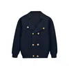 Ankunft gestrickte Strickjacken für Jungen England-Stil Zweireiher Mäntel Frühling Herbst Marineblau Teenager Uniform Mädchen Pullover 231226