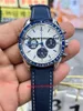 N1 Factory Manual Chained Watch 42mm 310.32.42.50.02.001 Mechanical Men's Watches Nylon Band 50th Anniversary Edition Blue 3861 Movement Timer Wristwatches-95