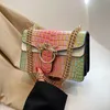 26% OFF Designer New French style fragrant chain one shoulder gradually changing color small square bag fresh sweet cute handbag for women