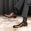 Zapatos de vestir de cuero para hombres, atuendo de negocios genuino de mediana edad con cordones, desplazamientos informales, Tenis minimalistas de verano británicos masculinos