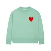 Paris Amies Fashion Herren Designer Stricker Pullover besticktes rotes Herz Feste Farbe Big Love Round Hals Kurzarm Ein T-Shirt für Männer und Frauen warm halten