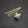 Naszyjniki wisiorek Reiki stożka naturalne kryształowy amulet wisiorki różowy kwarc zielony wahadło aventurynowe wahadłowe wahadło przeglądające biżuterię leczniczą dla biżuterii