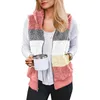 Damesvesten Pluche mouwloze jas voor dames Kleurblok Gestreept Warm Capuchon Uitloper Fleecejassen met ritssluiting Vest Tops