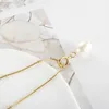 Chaines Collier pendentif en acier inoxydable pour femmes Girseurs de bijoux en eau de perle de perle fraîche brillante