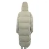 Dames Down Malina Oversize Parka's Met Capuchon Damesmode Zakken Ritsjassen Elegante Zijsplit Lange Katoenen Jas Dames Dames JS