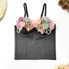 Women's Tanks SXTHAENOO 2023 Women Sexy Fashion Crop Top Diamond Flower Strapless Vest Bustier Bra Night Club Party Tank Female