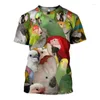 Men's T Shirts Men Women 3D Print Shirt Fashion Animal MACAW Parrot Bird Tees Shorts Sleeve Tops