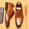 Chaussures habillées Style italien hommes Oxford en cuir véritable fait à la main de haute qualité à lacets mariage formel affaires pour hommes