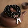 Strand YUOKIAA Vintage Minimalist Natural Stone Black Agate Prayer Beads Bracelet Meditation Healing Yoga Spiritual Energy Jewelry