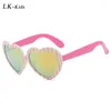 Lunettes de soleil LongKeeper Enfants Forme de coeur pour filles Cat Eye Mignon UV Protection Miroir Lunettes Enfants Coloré