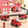 Light And Music Transport Vehicle For Storing Double Layer Large Sized Engineering Fire Protection City Toy 231227