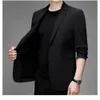 Fashion Light Men's Business Blazer Blazer preto cinza ciano xadrez de terno respirável