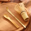 Conjuntos de chá 3/4 pçs conjunto matcha bambu batedor colher cerâmica tigela casa ferramentas de fazer chá acessórios presentes de aniversário de chá