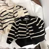 Cardigan per ragazze maglioni per bambini morbida maglia bambino classico a righe girocollo felpa bambino vestiti per bambini 2-7 anni 231226