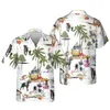 Mäns avslappnade skjortor sommar 3d elegant tryck beagle hund hawaiian mode y2k harajuku strandblusar vintage camisa sociala kläder