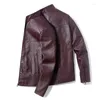 Vestes pour hommes Veste en cuir PU Col montant Casual Plus Velours Chaud Hiver Court Slim Pilote de moto