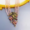 Necklace Earrings Set Vintage Rhinestone Pink Crystal Woven Flowers 2024 Trend Jewelry