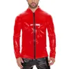 Men's Casual Shirts Plus Size Mens Shiny Leather Shirt Long Sleeve Full Zippper Glossy PVC Tops Latex Stand Collar Shaping Coat Sexi