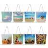 Avondtassen Aanpassen Mode Opvouwbare Dames Grote Handtas Cartoon Shell Zeester Print Dames Tote Duurzame Hoge Kwaliteit Reizen Strand