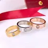 Destornillador clásico de 5 mm Anillo de amor Diseñador de moda Uñas Anillos de diamantes para mujeres Chapado de lujo Oro de 18 quilates Acero de titanio 316L Coupl271y