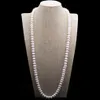 Design 10-11mm 82 cm perle d'eau douce blanche grand pain cuit à la vapeur perles rondes collier de perles chaîne de pull bijoux de mode 298y