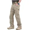 Calças masculinas 2024 carga homens multi bolso ao ar livre tático sweatpants militar exército impermeável secagem rápida elástica calças de caminhada