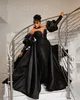 Aso ebi 2024 Black Sheat Robe de bal de bal de bal détachable Satin Per perlé soirée formelle deuxième réception Robes de fiançailles d'anniversaire robe robe de soirée zj388 es