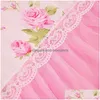Bettwäsche -Sets koreanischer Stil rosa Spitzenbettspannungs -Bettwäsche King Queen 4pcs Prinzessin Duvet ER Bett Röcke Bettwäsche Baumwolle Home Textile Dhoaq