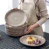 Assiettes Bella-C 4/8/12 pièces en porcelaine céramique peinte à la main, ensemble d'assiettes pour dîner/salade/fruits/collation (27 27 2.8 cm)