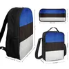 Backpack Estonia Estonian Flag National Of Durable Comfortable Field Pack 3 In 1 Set 17 Inch Lunch Bag Pen T