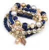4pcsset Designer Fashion Multilayer strand Crystal Beads Leave Tassel Bracelets Bangles Pulseras Mujer Jewelry for Women Gift3430709